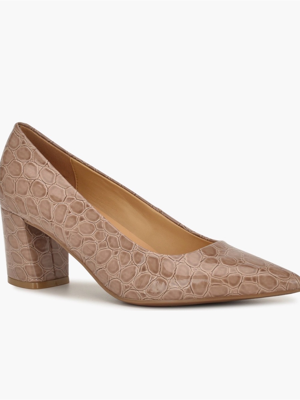 Nine West Kaylen Croc-Embossed Pumps – Nude/Beige – Women’s Size 7